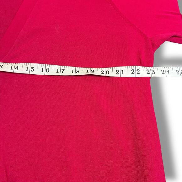 Chico's Cardigan Size 3 (XL) Raspberry Sorbet Semi-Sheer Button Up 3/4 Sleeve - Picture 6 of 7